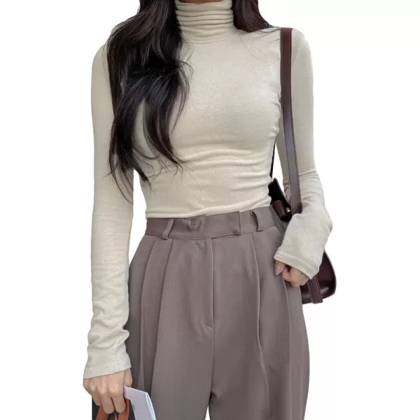 Floerns Women's Casual High Neck Long Sleeve Undershirt Fitted Tee Shirt Tops
