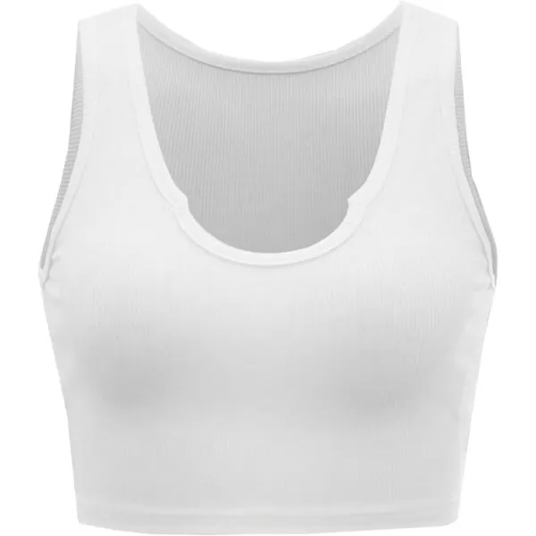 Floerns Women's Casual Scoop Neck Vest Rib Knit Sleeveless Crop Tank Top