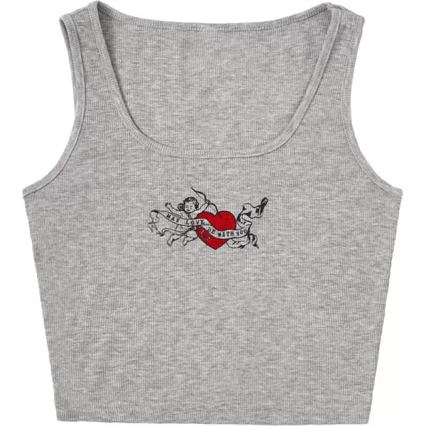 Floerns Women's Casual Sleeveless Camisole Scoop Neck Slim Fit Crop Tank Top