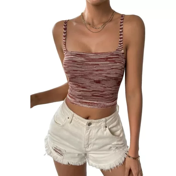 Floerns Women's Casual Solid Sleeveless Square Neck Rib Knit Crop Tank Top
