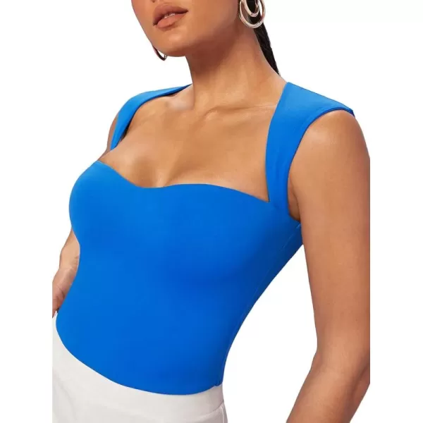 Floerns Women's Cut Out Back Sleeveless Tank Tops Sweetheart Neck Crop Top