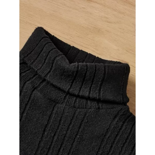 Floerns Boy's 2 Pcs Turtle Neck Long Sleeve Rib Knit Solid Tee Shirt