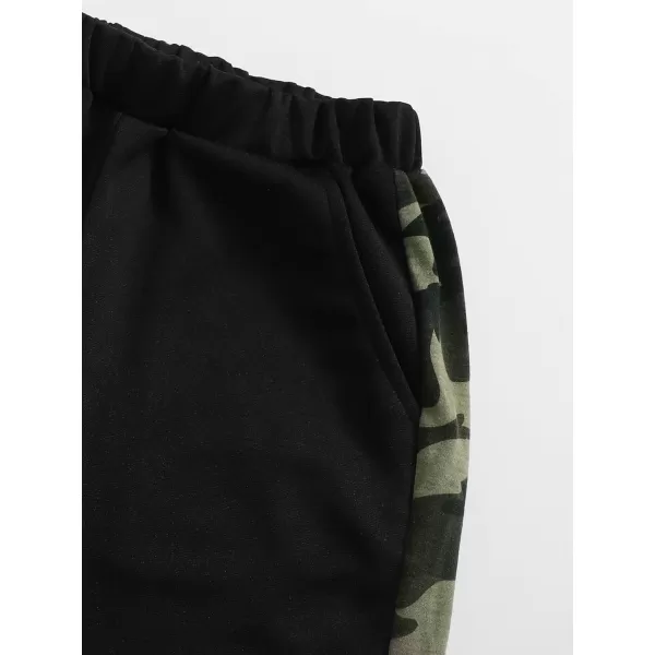 Floerns Boys 2 Piece Outfits Print Short Sleeve Camo Tee Shirt and Drawstring Shorts Set