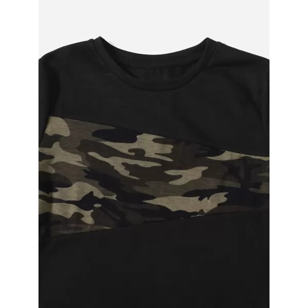 Floerns Boys 2 Piece Outfits Print Short Sleeve Camo Tee Shirt and Drawstring Shorts Set