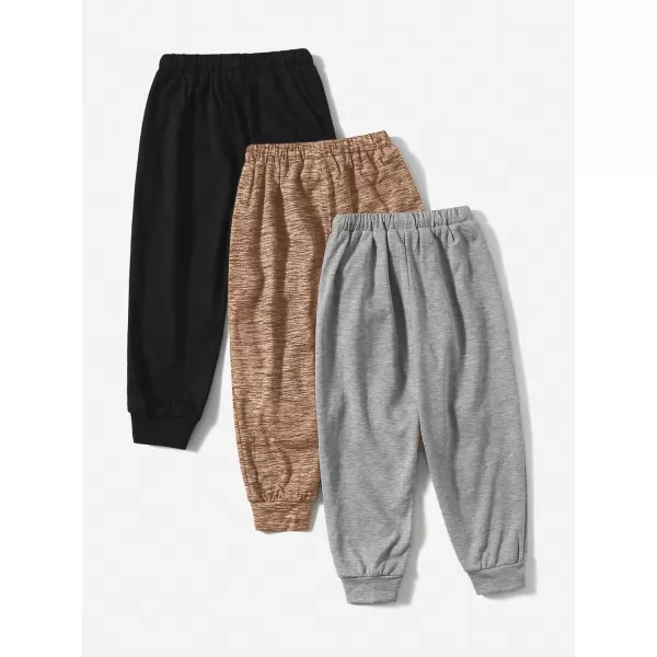 Floerns Boy's 3 Pcs Drawstring Waist Active Solid Long Pants with Pockets
