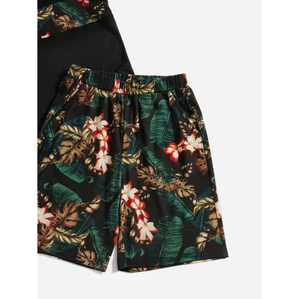 Floerns Boys Boho Sleeveless Tank Top Tropical Print Shorts Set 2 Piece Outfit