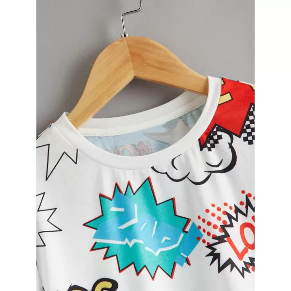 Floerns Boys Graphic Print Short Sleeve Tee Crew Neck Reflective Casual T Shirt