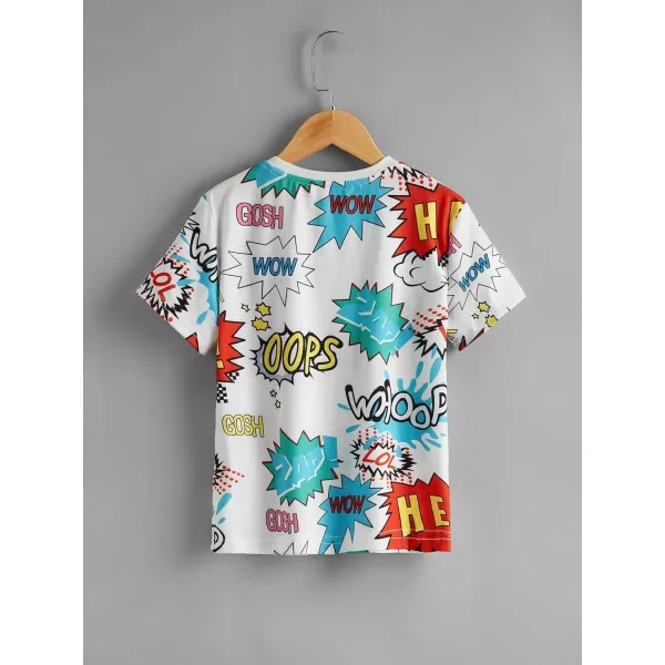 Floerns Boys Graphic Print Short Sleeve Tee Crew Neck Reflective Casual T Shirt