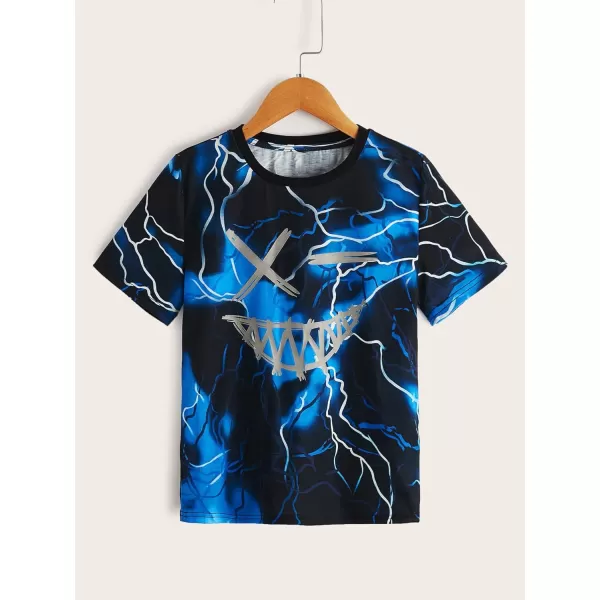 Floerns Boys Graphic Print Short Sleeve Tee Crew Neck Reflective Casual T Shirt