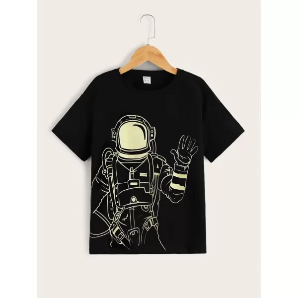 Floerns Boys Graphic Print Short Sleeve Tee Crew Neck Reflective Casual T Shirt
