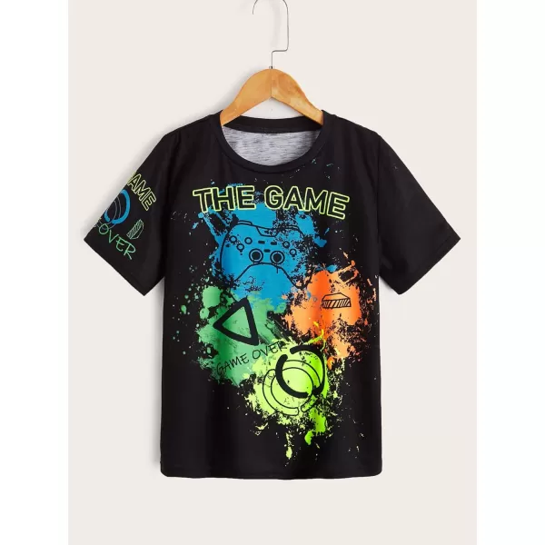 Floerns Boys Graphic Print Short Sleeve Tee Crew Neck Reflective Casual T Shirt
