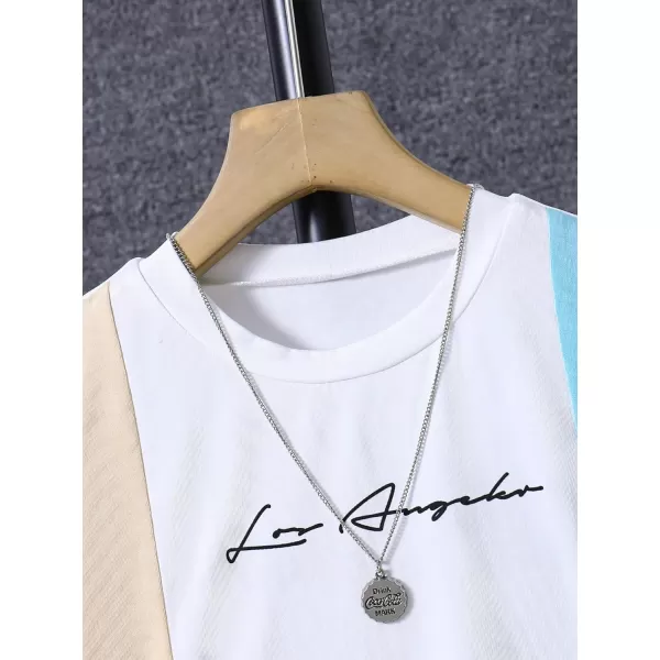 Floerns Boy's Slogan Print Round Neck Casual Short Sleeve Tee Shirt