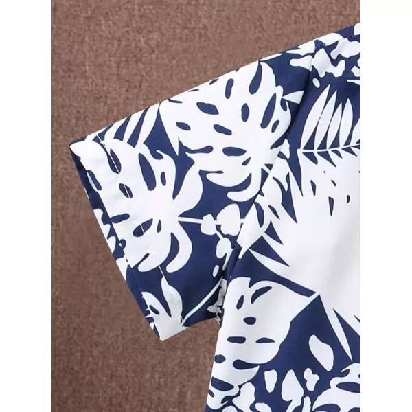 Floerns Boys Summer Graphic Print Cuffed Short Sleeve Button Down Shirt