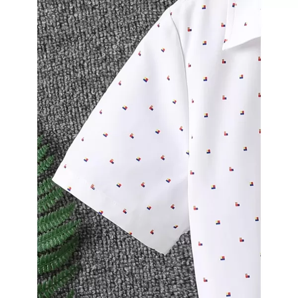 Floerns Boys Summer Graphic Print Cuffed Short Sleeve Button Down Shirt
