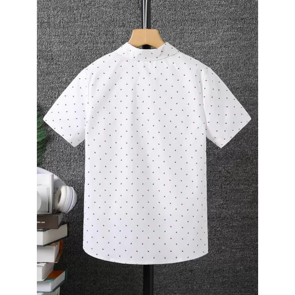 Floerns Boys Summer Graphic Print Cuffed Short Sleeve Button Down Shirt