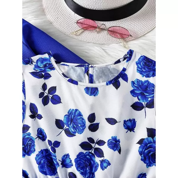 Floerns Girl's 2 Piece Outfit Floral Dress and Long Sleeve Ruffle Trim Jacket