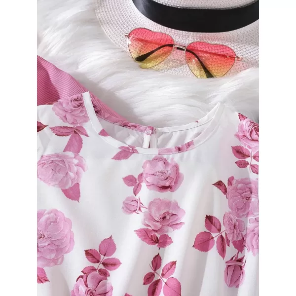 Floerns Girl's 2 Piece Outfit Floral Dress and Long Sleeve Ruffle Trim Jacket