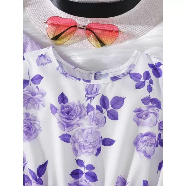 Floerns Girl's 2 Piece Outfit Floral Dress and Long Sleeve Ruffle Trim Jacket