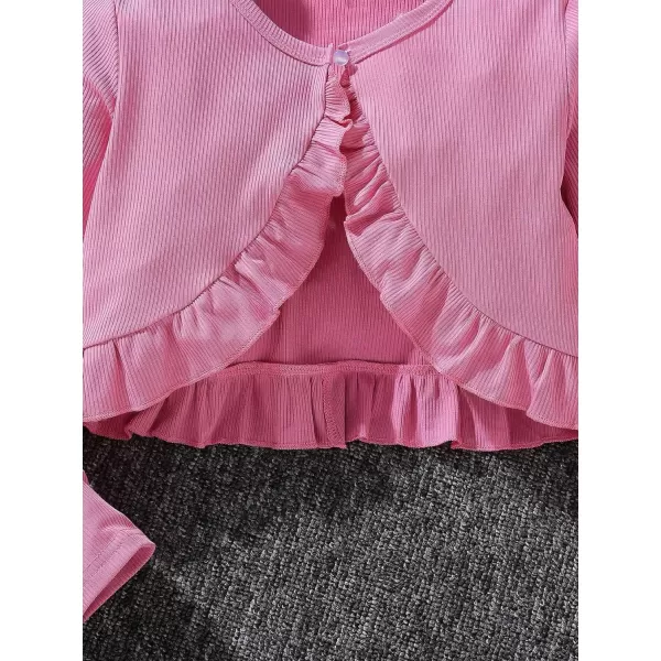 Floerns Girl's 2 Piece Outfit Floral Dress and Long Sleeve Ruffle Trim Jacket