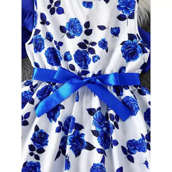 Floerns Girl's 2 Piece Outfit Floral Dress and Long Sleeve Ruffle Trim Jacket