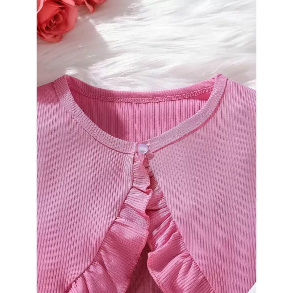 Floerns Girl's 2 Piece Outfit Floral Dress and Long Sleeve Ruffle Trim Jacket