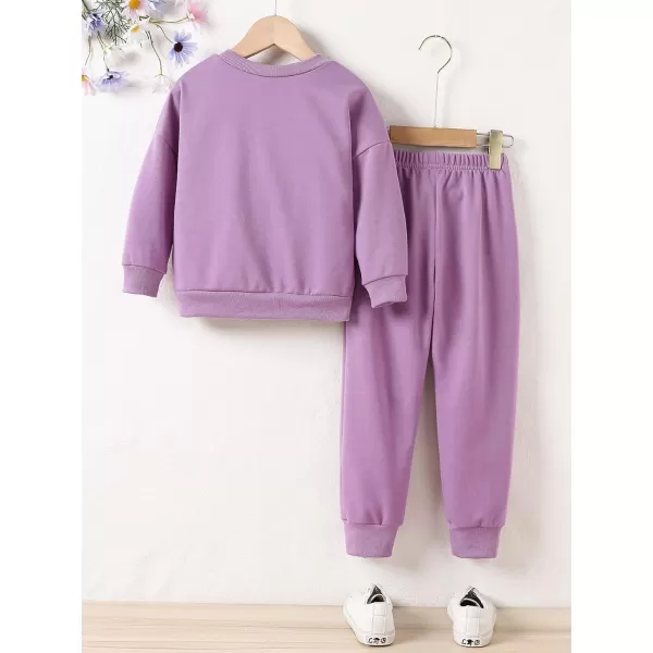 Floerns Girl's 2 Piece Outfit Floral Print Long Sleeve Sweatshirt Jogger Pants Set