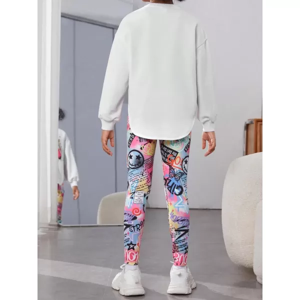 Floerns Girl's 2 Piece Outfit Long Sleeve Pullover Sweatshirt with Leggings Set
