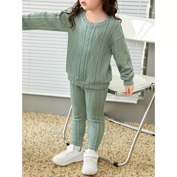 Floerns Girl's 2 Piece Outfit Solid Long Sleeve Sweatshirt with Leggings Set