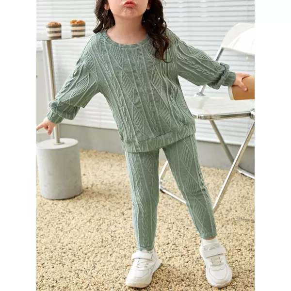 Floerns Girl's 2 Piece Outfit Solid Long Sleeve Sweatshirt with Leggings Set