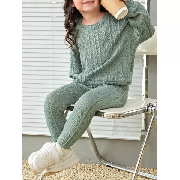 Floerns Girl's 2 Piece Outfit Solid Long Sleeve Sweatshirt with Leggings Set