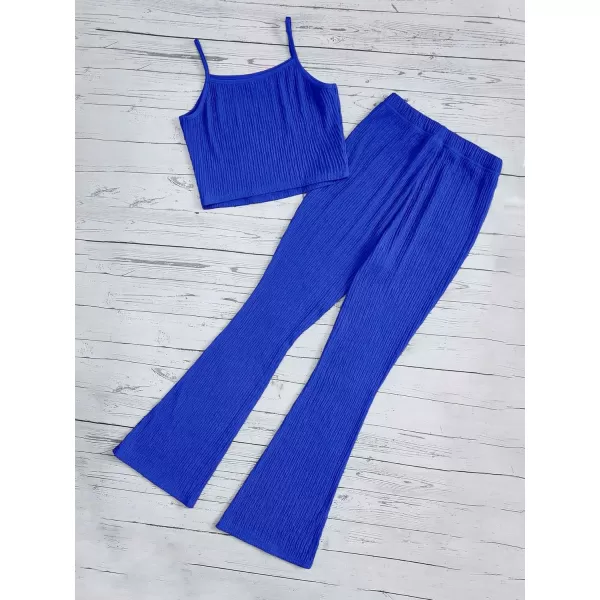 Floerns Girls 2 Piece Outfit Spaghetti Strap Camisole and Flare Leg Pants Set