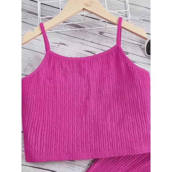Floerns Girls 2 Piece Outfit Spaghetti Strap Camisole and Flare Leg Pants Set