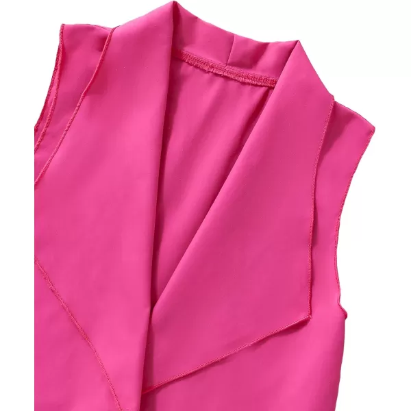 Floerns Girl's 2 Piece Outfits Waterfall Collar Open Front Vest Jacket And Wide Leg Cami Jumpsuit Set