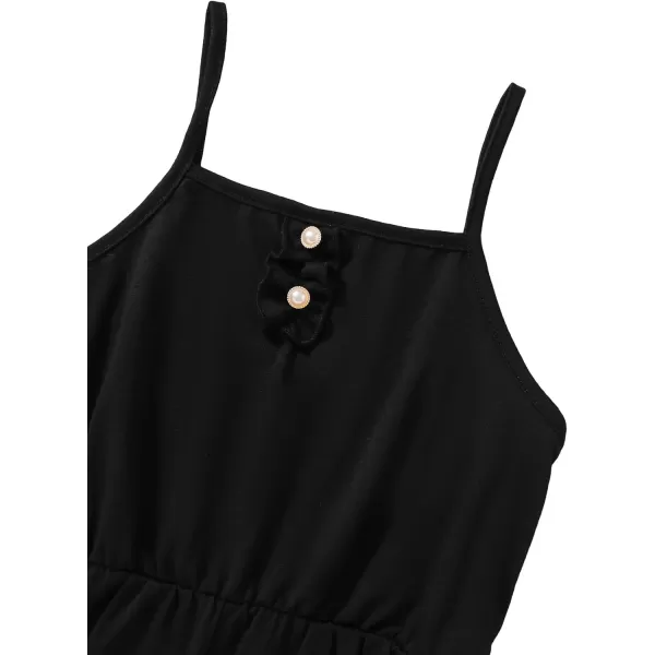 Floerns Girl's 2 Piece Outfits Waterfall Collar Open Front Vest Jacket And Wide Leg Cami Jumpsuit Set