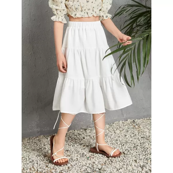 Floerns Girls Boho Floral Print High Waist Flare Hem Summer Long Skirt