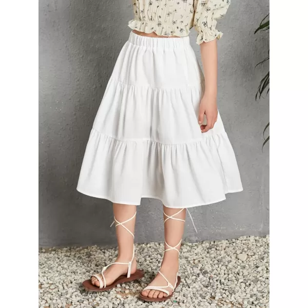 Floerns Girls Boho Floral Print High Waist Flare Hem Summer Long Skirt
