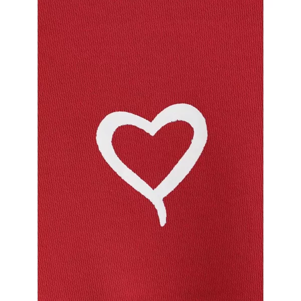 Floerns Girls Heart Graphic Print Long Sleeve Hooded Sweatshirt Pullover Tops