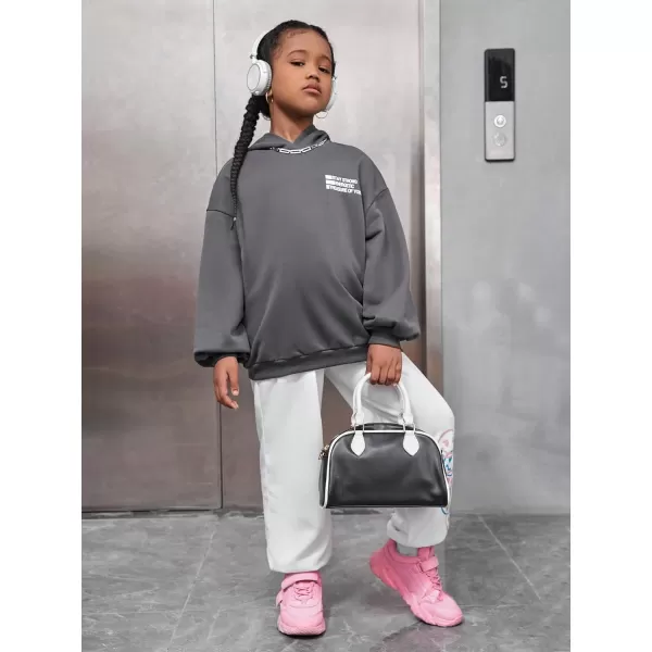 Floerns Girls Heart Graphic Print Long Sleeve Hooded Sweatshirt Pullover Tops