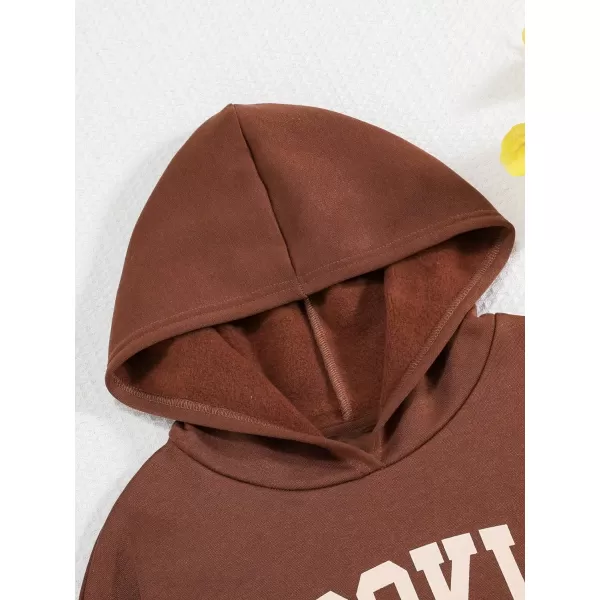 Floerns Girls Heart Graphic Print Long Sleeve Hooded Sweatshirt Pullover Tops