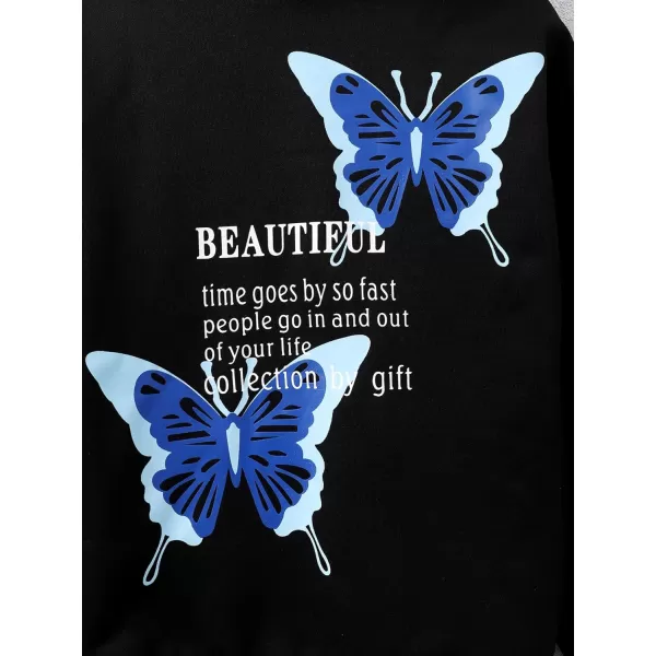 Floerns Girls Heart Graphic Print Long Sleeve Hooded Sweatshirt Pullover Tops