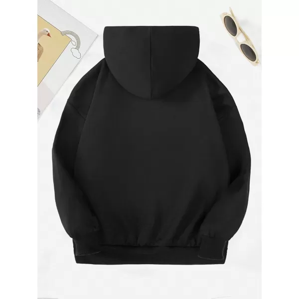 Floerns Girls Heart Graphic Print Long Sleeve Hooded Sweatshirt Pullover Tops
