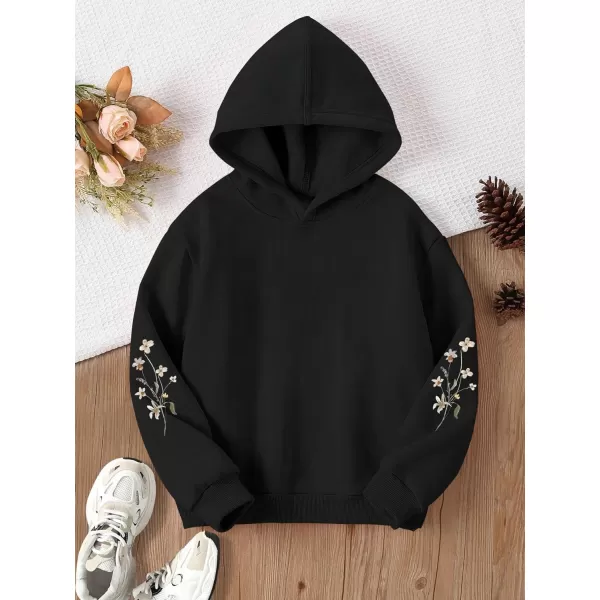 Floerns Girls Heart Graphic Print Long Sleeve Hooded Sweatshirt Pullover Tops