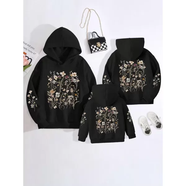 Floerns Girls Heart Graphic Print Long Sleeve Hooded Sweatshirt Pullover Tops
