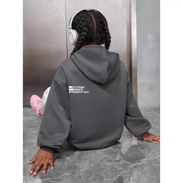 Floerns Girls Heart Graphic Print Long Sleeve Hooded Sweatshirt Pullover Tops