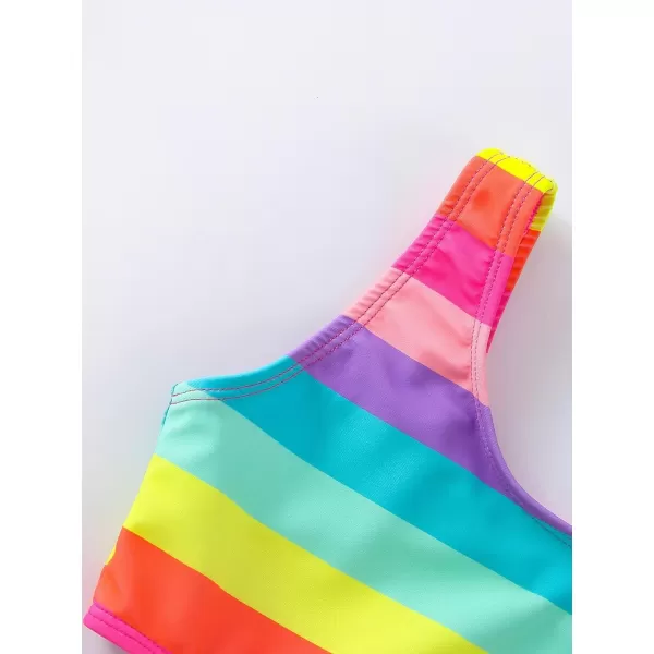 Floerns Girls Monokini Swimwear One Shoulder Ruffle Trim Cut Out One Piece Swimsuit