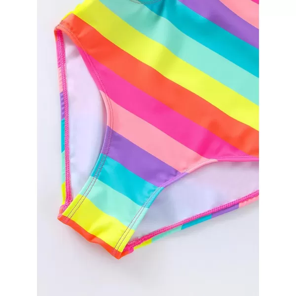 Floerns Girls Monokini Swimwear One Shoulder Ruffle Trim Cut Out One Piece Swimsuit