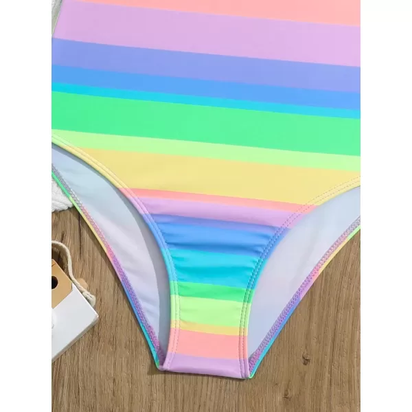 Floerns Girls Monokini Swimwear One Shoulder Ruffle Trim Cut Out One Piece Swimsuit