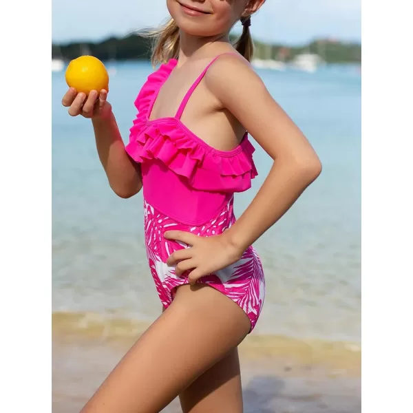 Floerns Girls Monokini Swimwear One Shoulder Ruffle Trim Cut Out One Piece Swimsuit