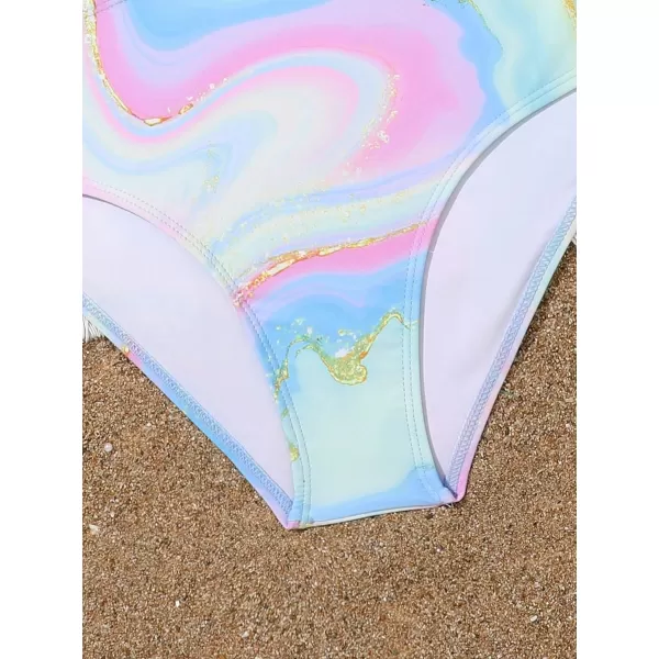 Floerns Girls Monokini Swimwear One Shoulder Ruffle Trim Cut Out One Piece Swimsuit
