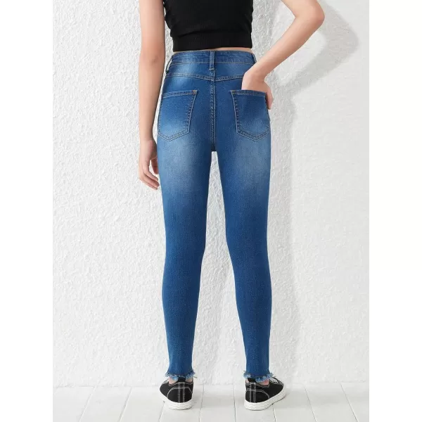 Floerns Girls Ripped High Waisted Skinny Denim Jeans Long Pants